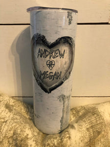 "Carved Wood" Coffee or Personalized Tumbler 20 or 30 oz