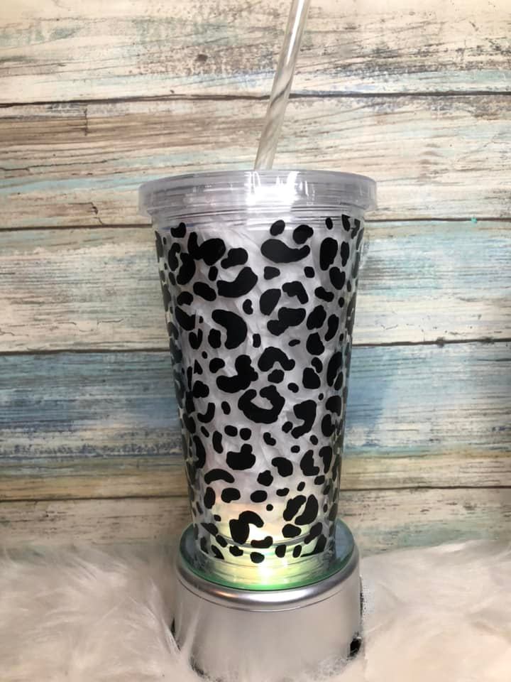 Plastic Cup 16 oz with Cheetah / Leopard print