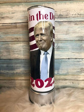 Load image into Gallery viewer, Trump Back in the Door in 2024 (or before) Tumbler 20 or 30 oz
