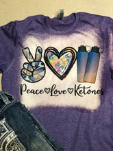 Load image into Gallery viewer, Love Peace Ketones bleached T-shirt
