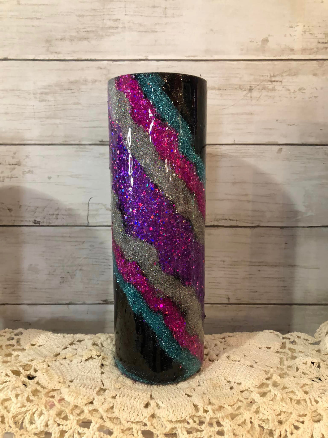 20 ounce Wrap around GEODE Finished Designer Tumbler   Ready to ship