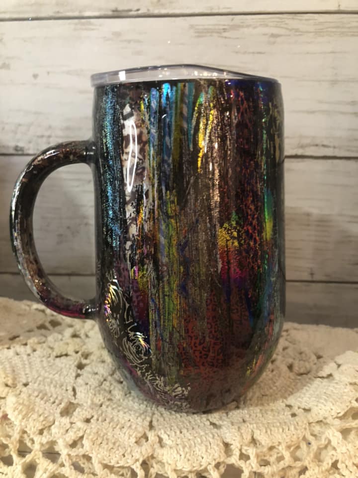 Cup of many colors Finished Designer Stainless Steel Coffee Mug   Ready to ship!  006