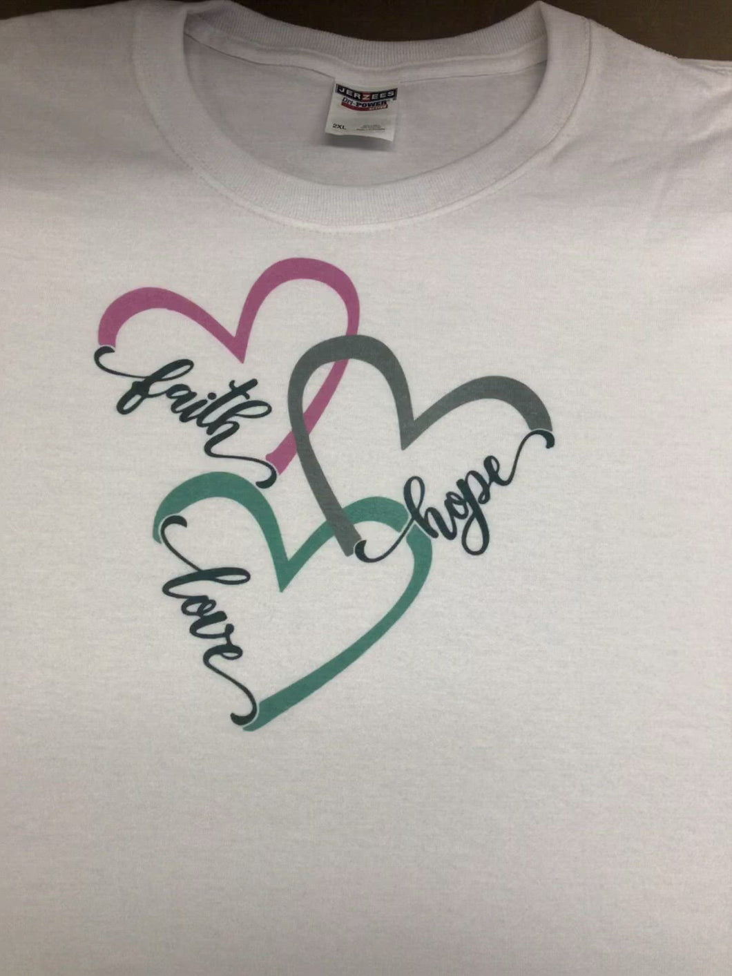 Faith, Love, Hope T-shirt with hearts