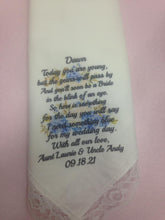 Load image into Gallery viewer, Personalized Handkerchief for Wedding or Anytime
