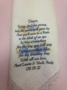 Personalized Handkerchief for Wedding or Anytime