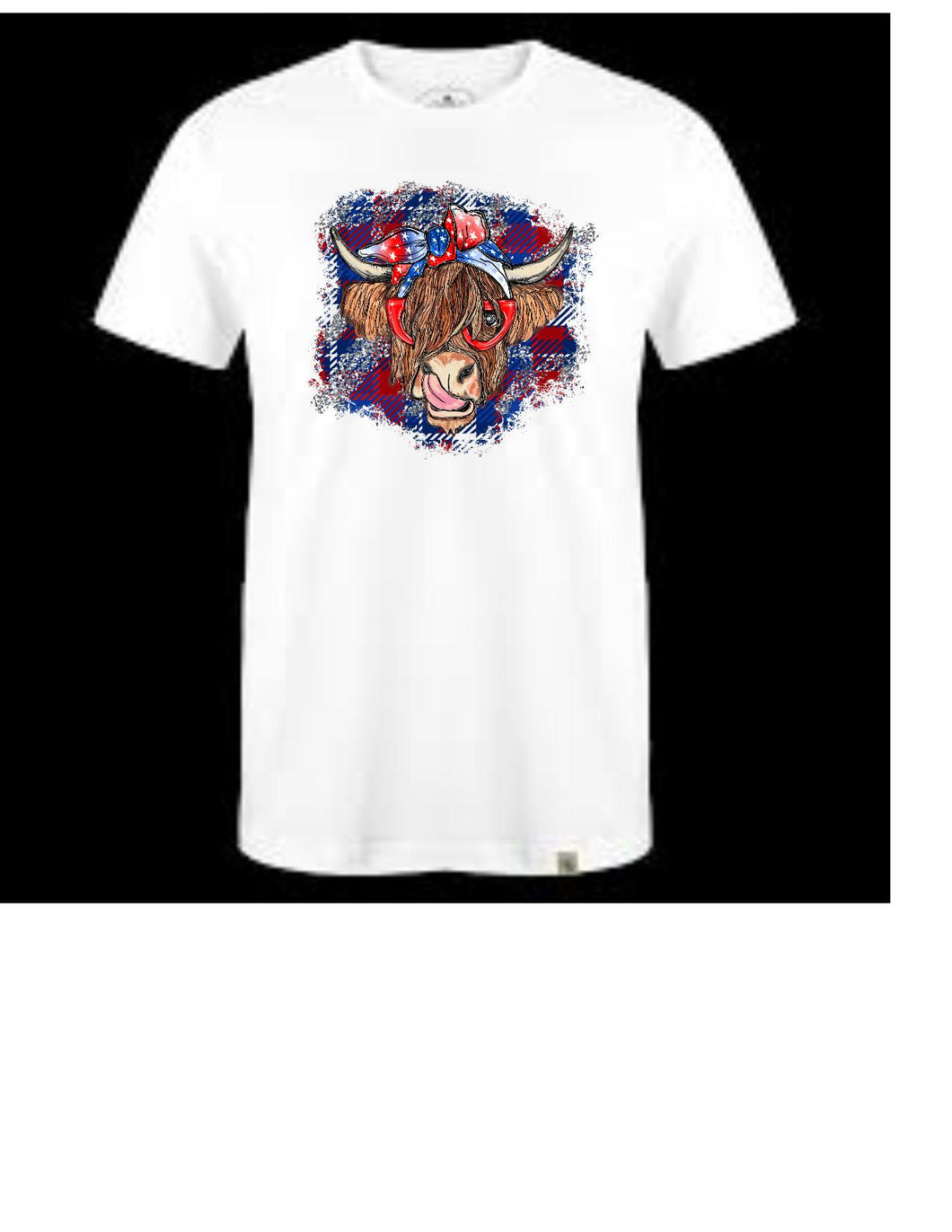 Highland Cow with flag Patriotic t-shirt