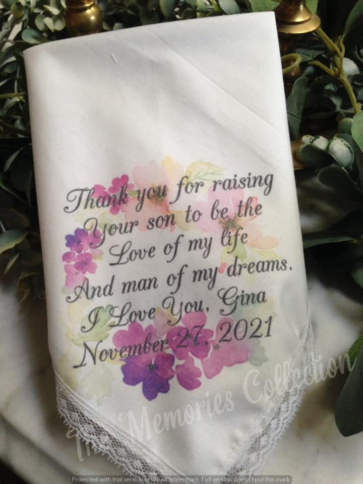 Wedding Handkerchief  Mother of Bride / Groom, Father Grandma Grandpa