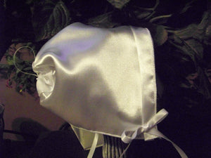 Satin Handkerchief Bonnet without lace White or Ivory