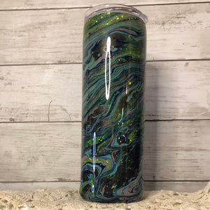 A140 Hydrodipped glitter 20 ounce straight tumbler with handle