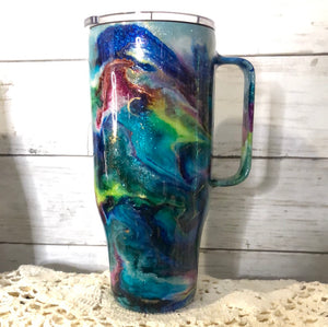 (A122) Finished Designer 24 oz Tumbler  with handle Ready to ship!