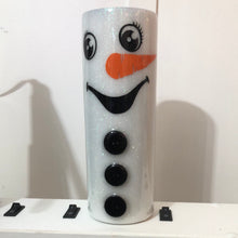 Load image into Gallery viewer, 12 oz wine glass, 16 oz coffee mug, 20 oz straight oz 3D snowman tumbler Finished Designer Ready to ship!

