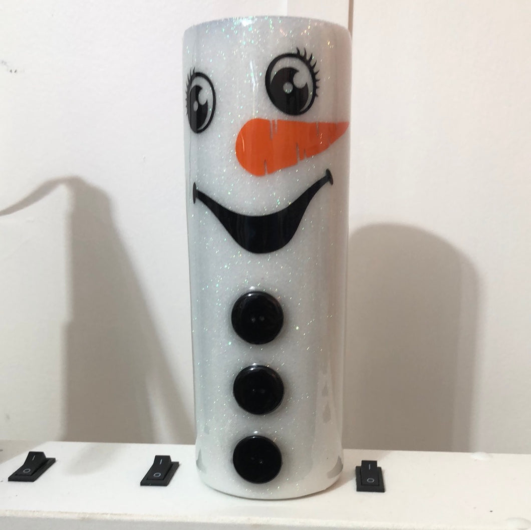12 oz wine glass, 16 oz coffee mug, 20 oz straight oz 3D snowman tumbler Finished Designer Ready to ship!
