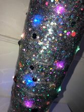 Load image into Gallery viewer, 20 ounce glitter Christmas tree with ornaments and lights tumbler!
