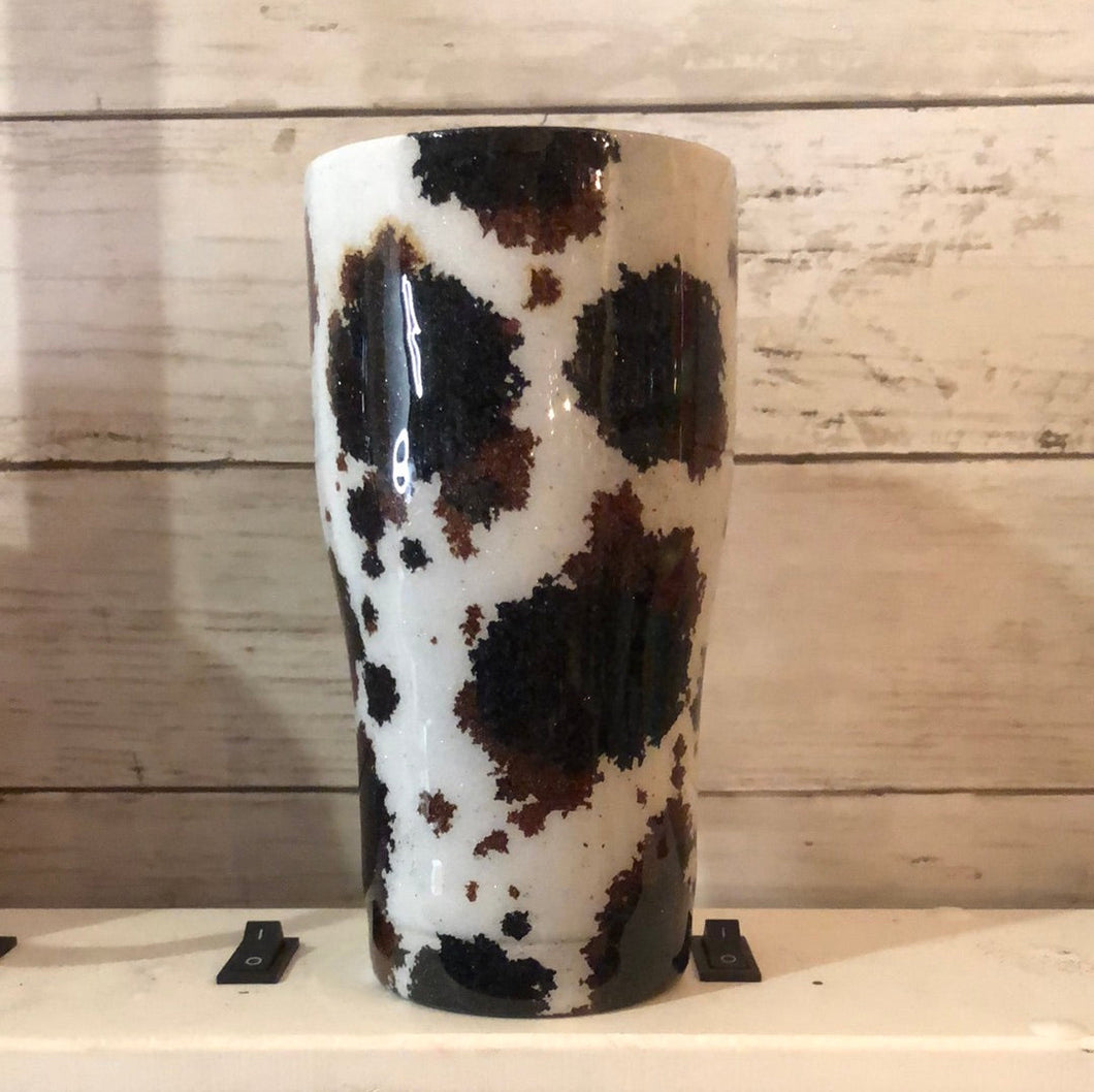 Glitter cow print tumbler  Pick your size 11-40 ounce