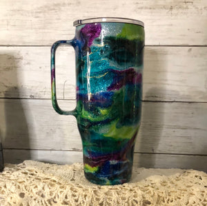 (A122) Finished Designer 24 oz Tumbler  with handle Ready to ship!