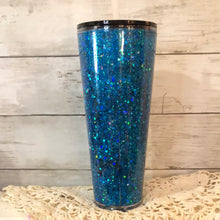 Load image into Gallery viewer, Turquoise color shift Sparkle Snow Globe Tumbler Ready to ship!
