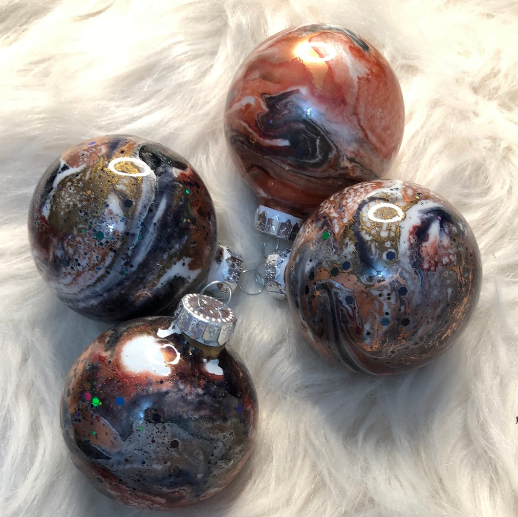 Set of 4 Shatterproof Painted Christmas Bulbs 2 5/8