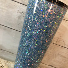 Load image into Gallery viewer, Blue glow  color shift Sparkle Snow Globe Tumbler Ready to ship!
