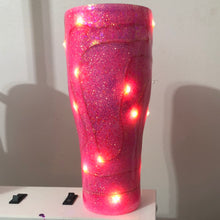 Load image into Gallery viewer, 30 ounce glitter &quot;I&#39;m Dreaming of a Pink Christmas&quot; and lights tumbler!
