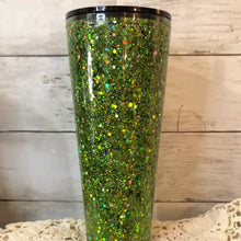 Load image into Gallery viewer, Green color shift Custom Sparkle Snow Globe Tumbler Ready to ship!
