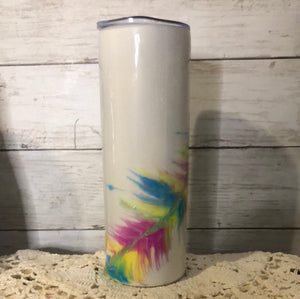 (A111) Feather 20 ounce Finished Designer Tumbler   Ready to ship!